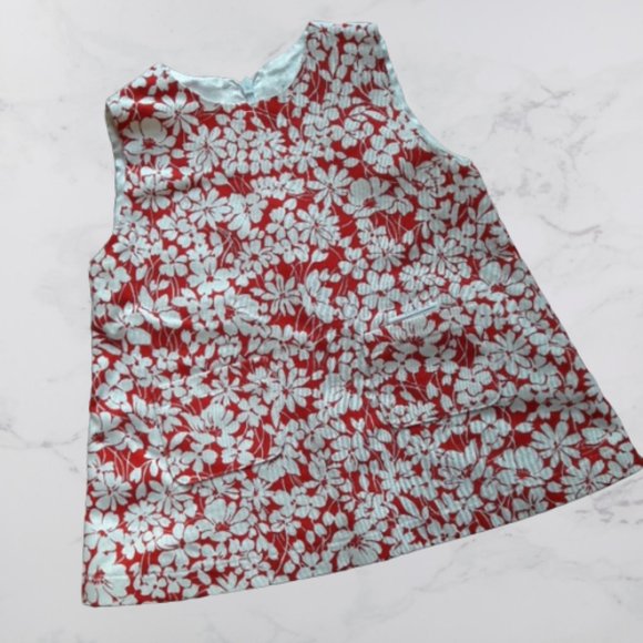 Burberry Other - Burberry Red White Floral Dress, 6-12 months, Zip Up